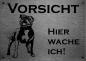 Preview: Edelstahl Warnschild Staffordshire Bullterrier VORSICHT Hier wache ich!